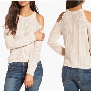 Rails Cold Shoulder Sweater Blush Pink New NWT Knit Cotton Blend Cozy Mika Large
